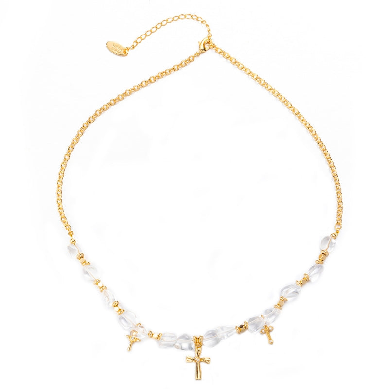 Crystal Cross Charm Necklace