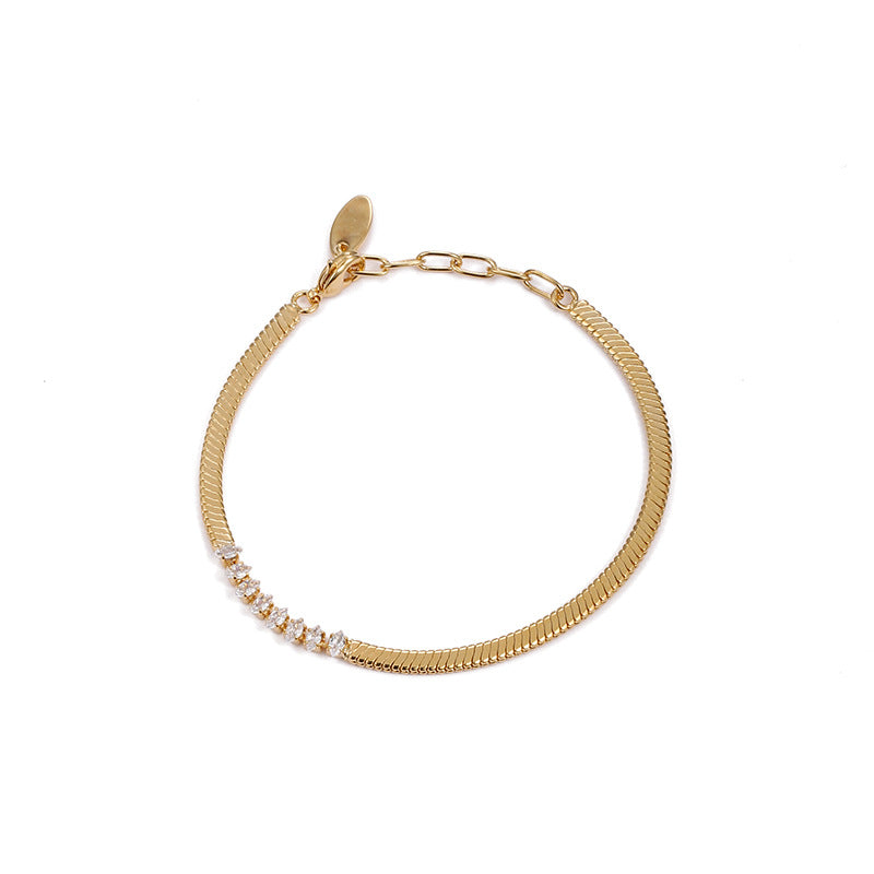 Gold Herringbone Crystal Bracelet
