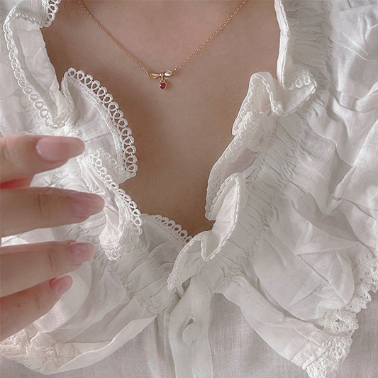Bow & Blush Heart Necklace