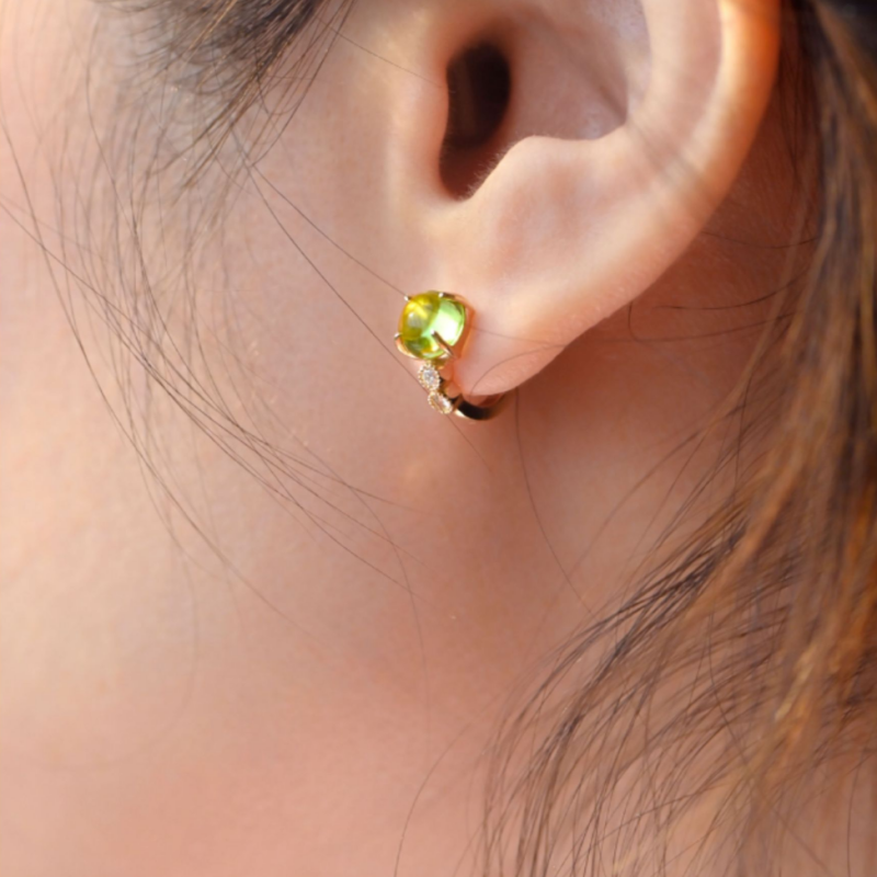 Olive Glow Huggie Hoops