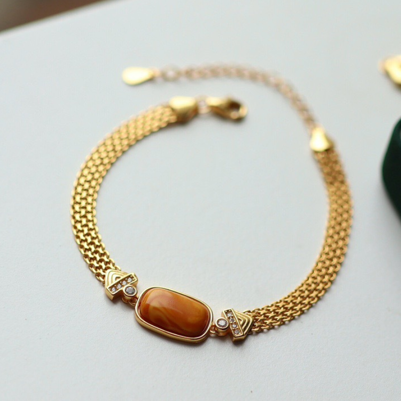 Old Amber Statement Bracelet