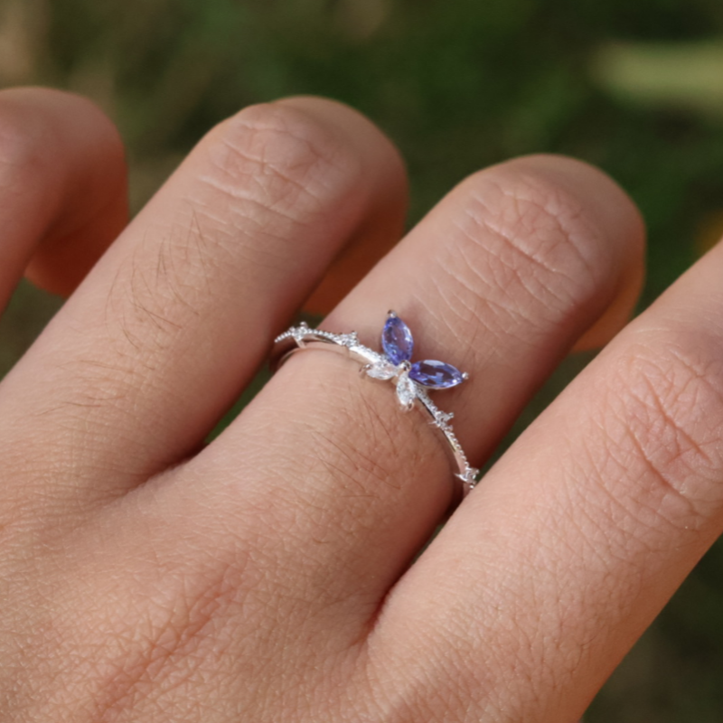 Tanzanite Whisper Butterfly Ring
