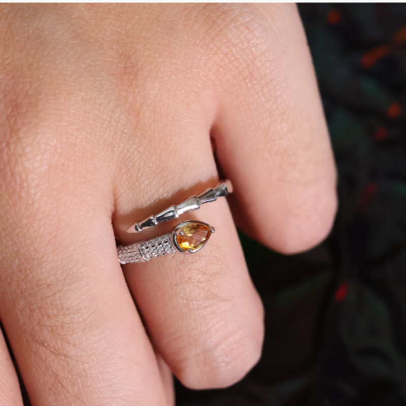 Citrine Serpent Open Ring