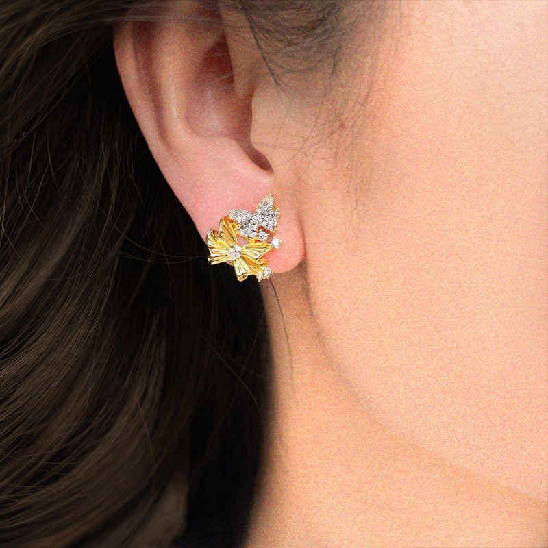 Double Bow Butterfly Earrings