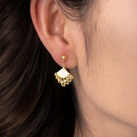 Golden Shell Fan Earrings