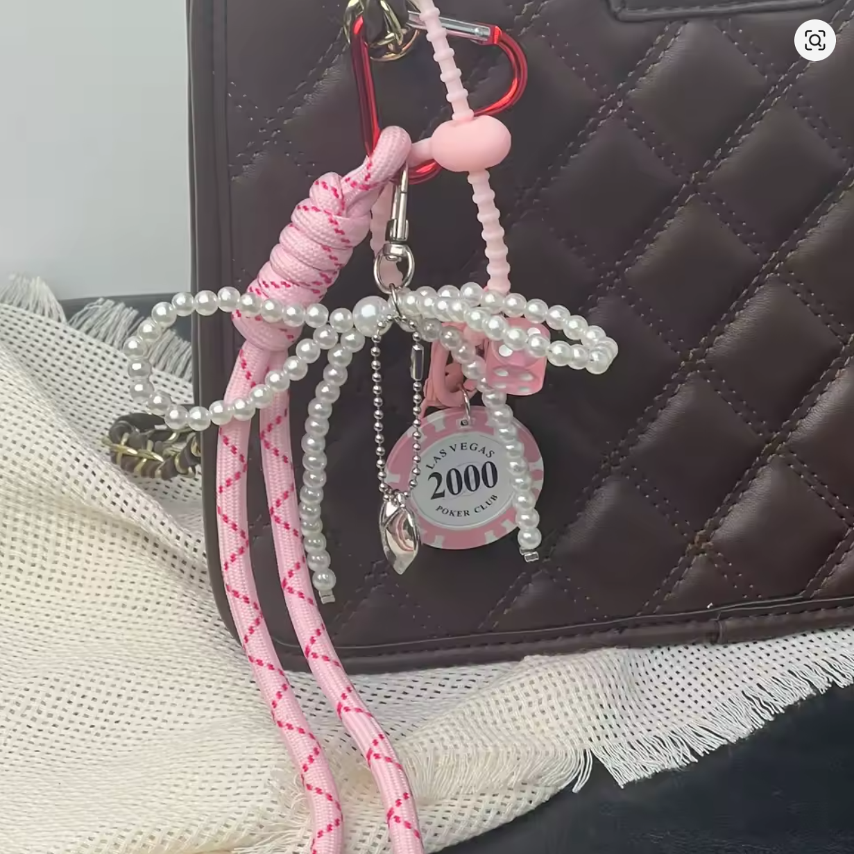 Pink chip bag charm
