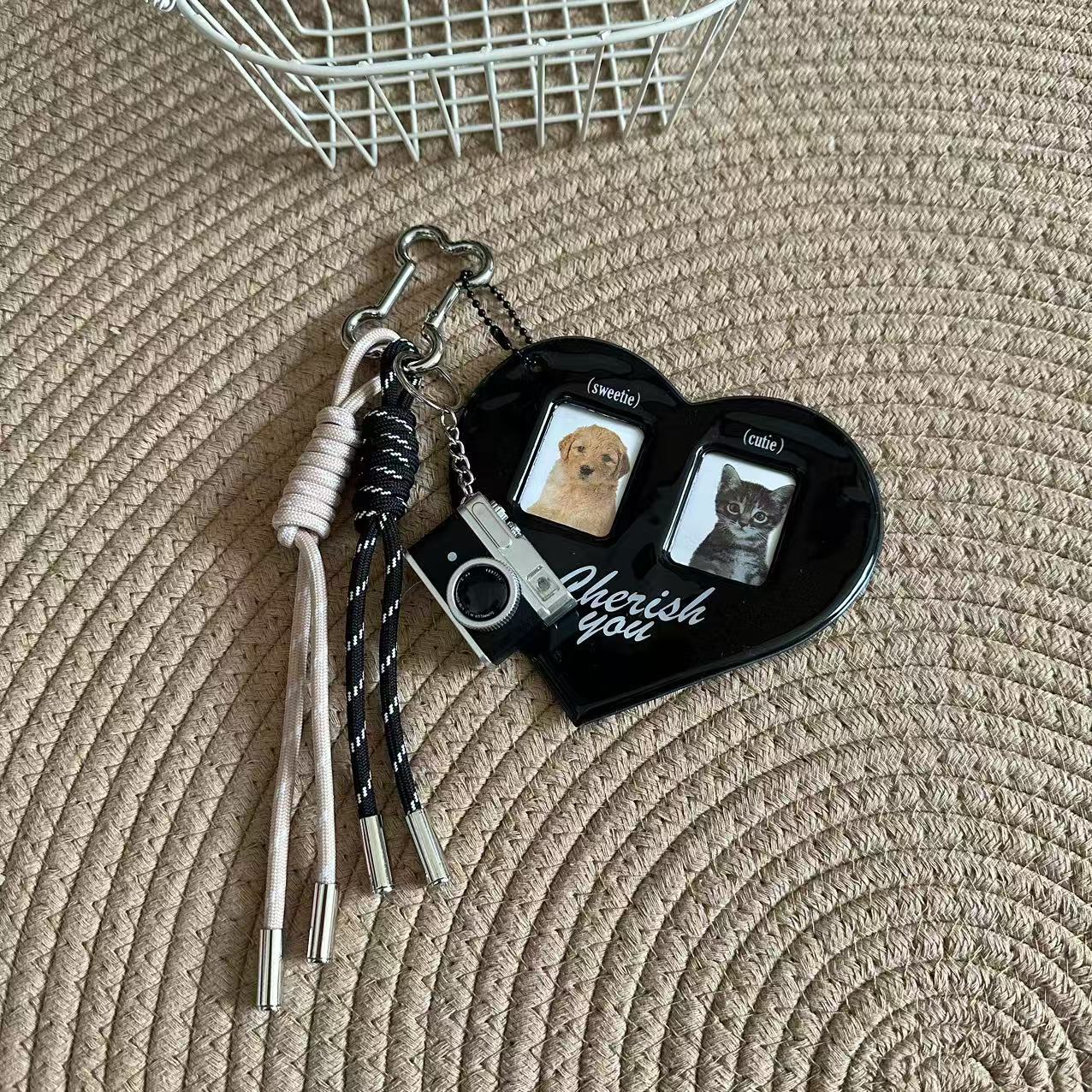 Heart pet photo holder Bag Charm