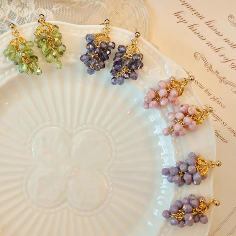 Czech Crystal Grape Earrings