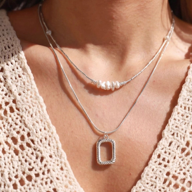 Minimalist Silver Stacking Necklaces