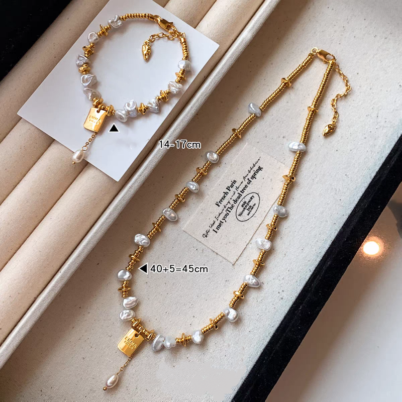 French Baroque Petal Pearl Bracelet Set