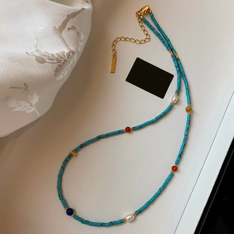 Coastal Breeze Turquoise & Pearl Layered Necklace