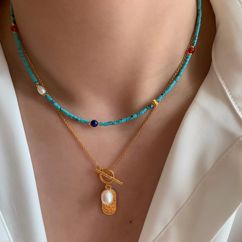 Coastal Breeze Turquoise & Pearl Layered Necklace