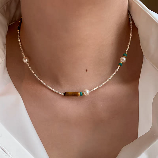 Earth-Toned Beaded Choker