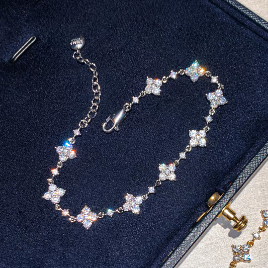 Four-Petal Crystal Chain Bracelet