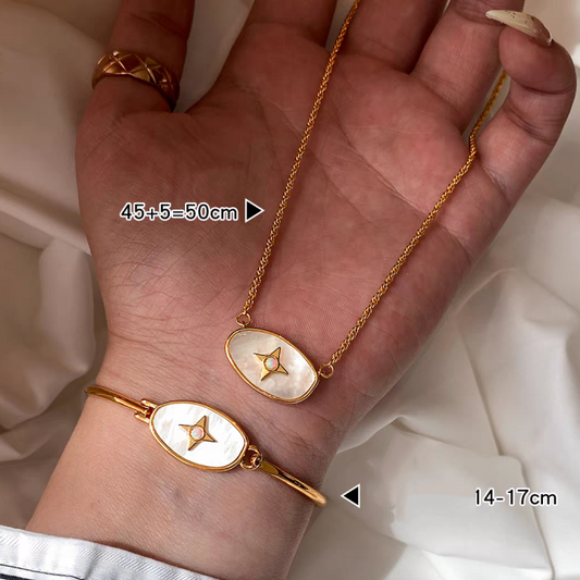 Mother-of-Pearl Four-Pointed Star Jewelry Set
