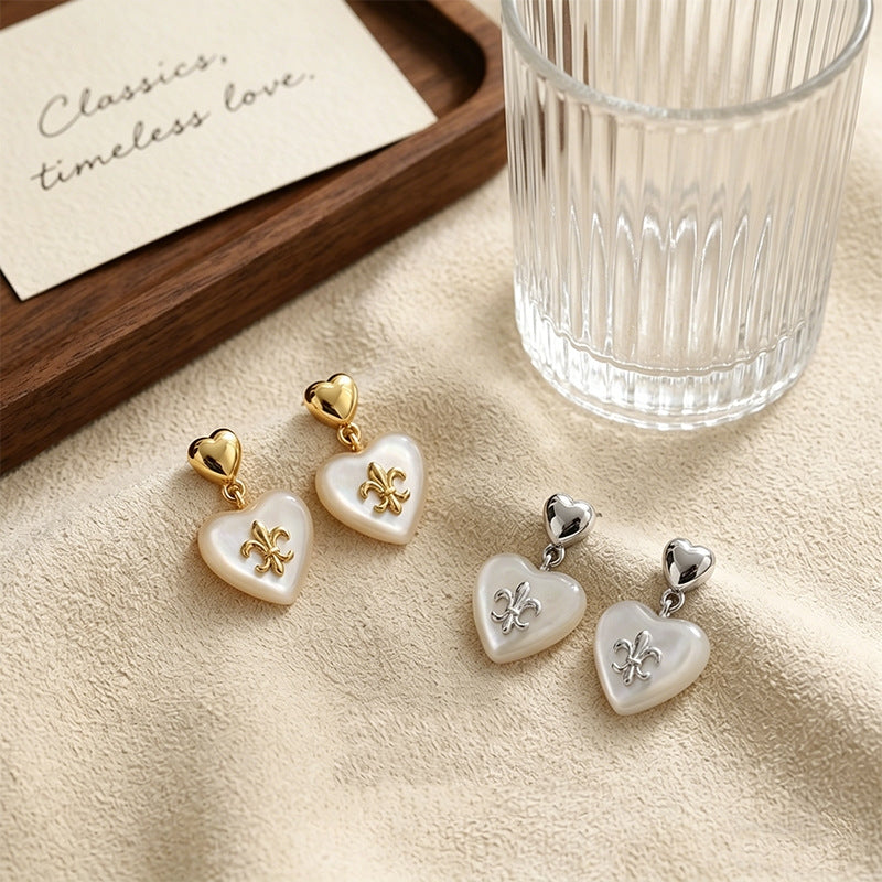 Fleur-de-Lis Heart Drop Earrings