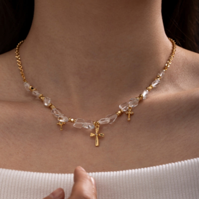 Crystal Cross Charm Necklace