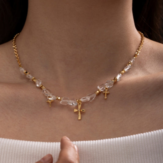Crystal Cross Charm Necklace
