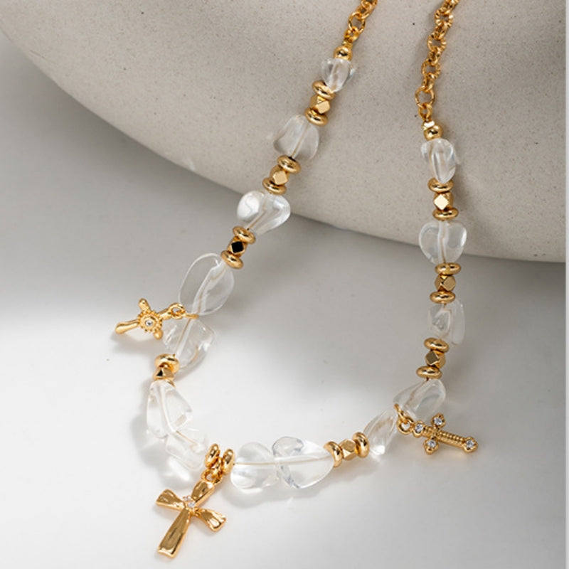 Crystal Cross Charm Necklace