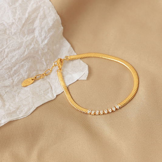Gold Herringbone Crystal Bracelet