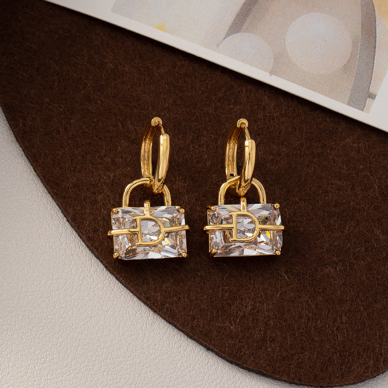Crystal Lock Drop Earrings