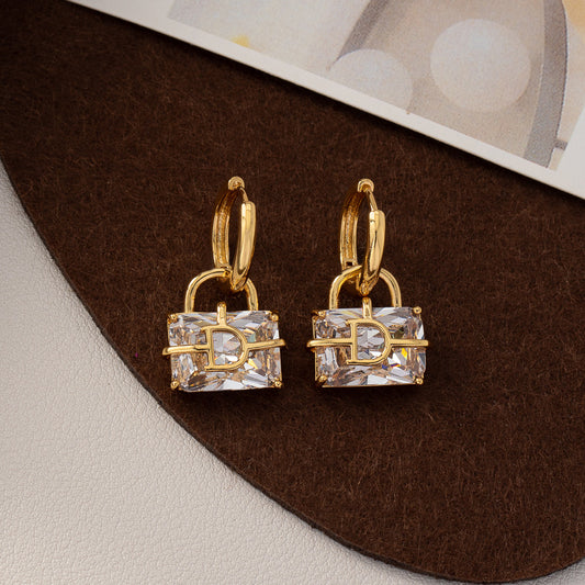 Crystal Lock Drop Earrings