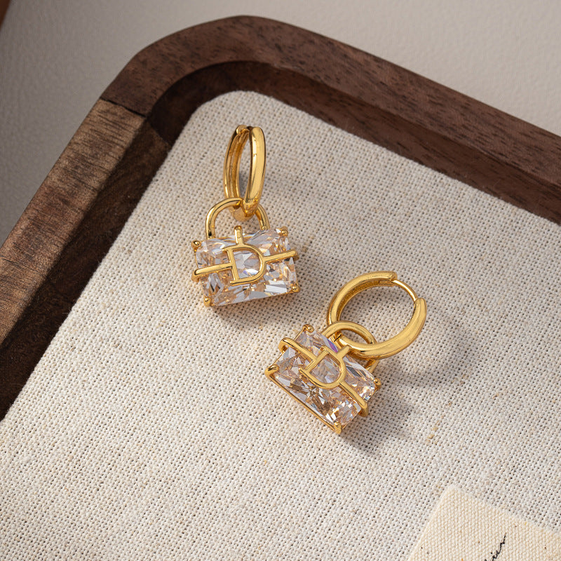 Crystal Lock Drop Earrings