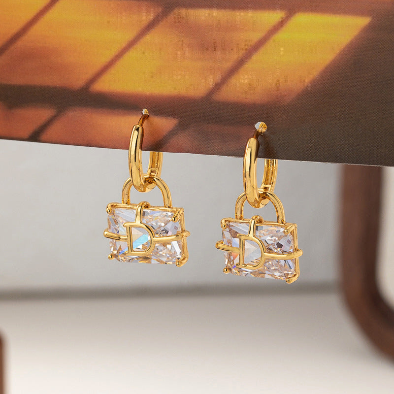 Crystal Lock Drop Earrings
