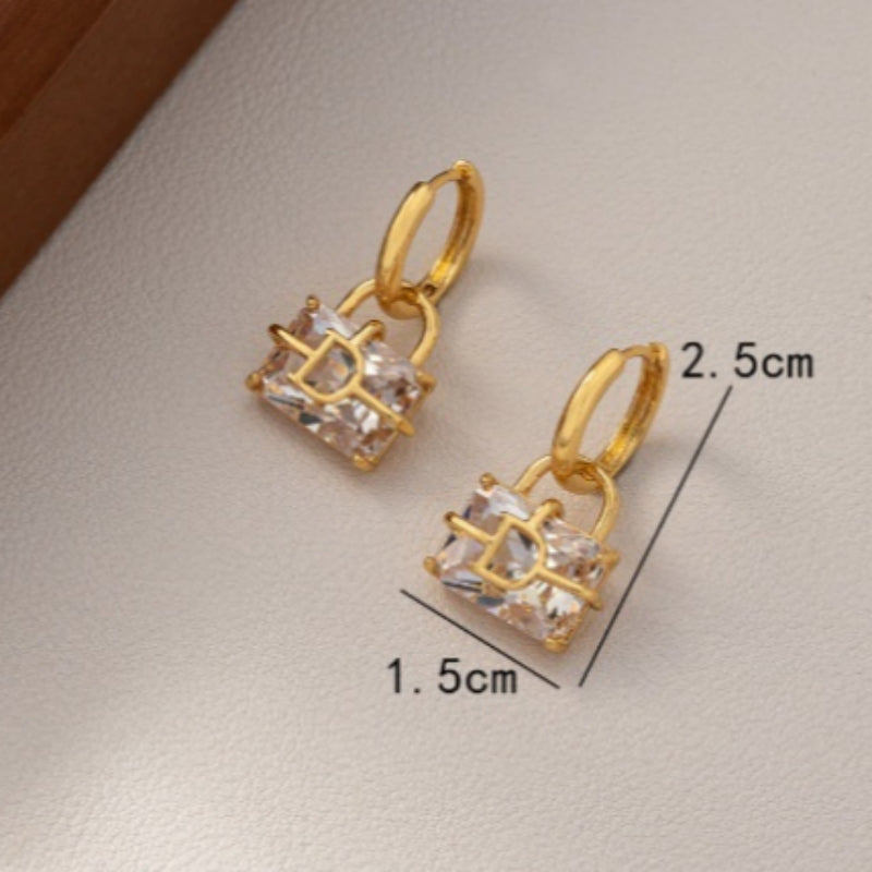 Crystal Lock Drop Earrings