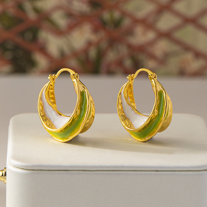 Enamel Color-Block Hoop Earrings