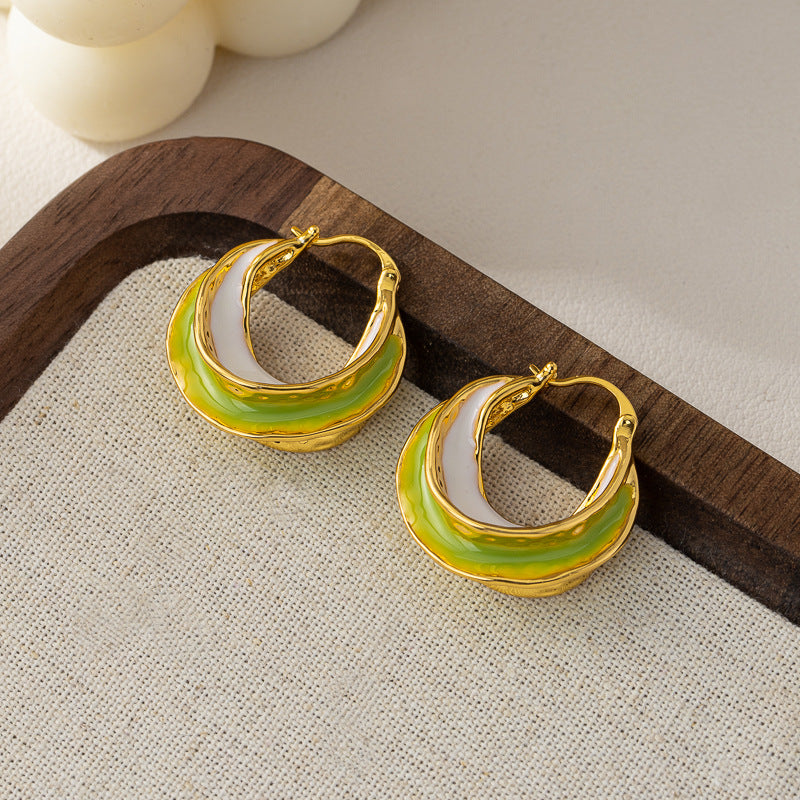 Enamel Color-Block Hoop Earrings