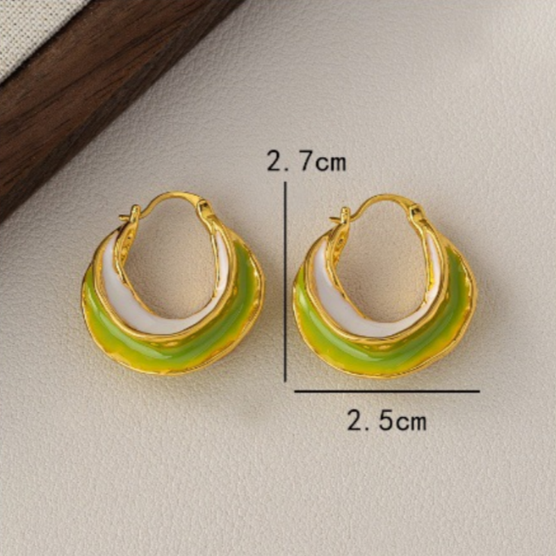 Enamel Color-Block Hoop Earrings