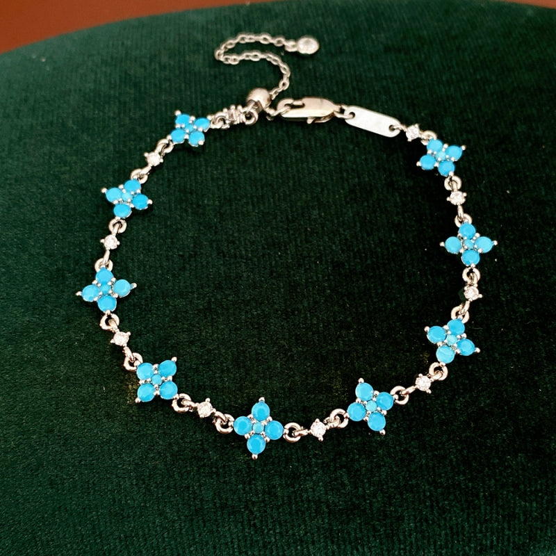 Blue Clover Delicate Chain Bracelet