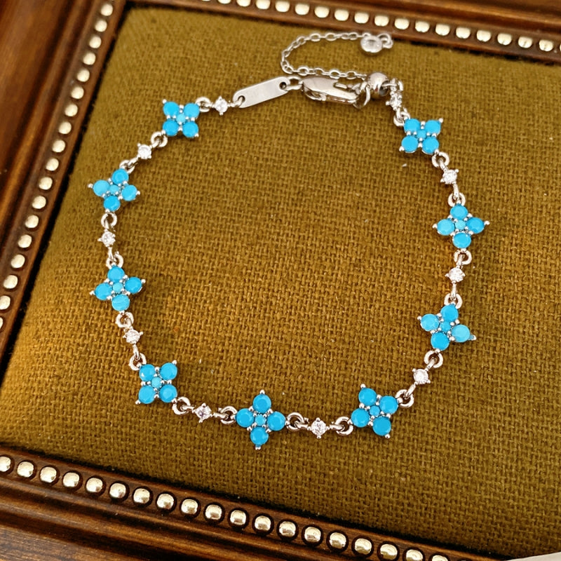 Blue Clover Delicate Chain Bracelet