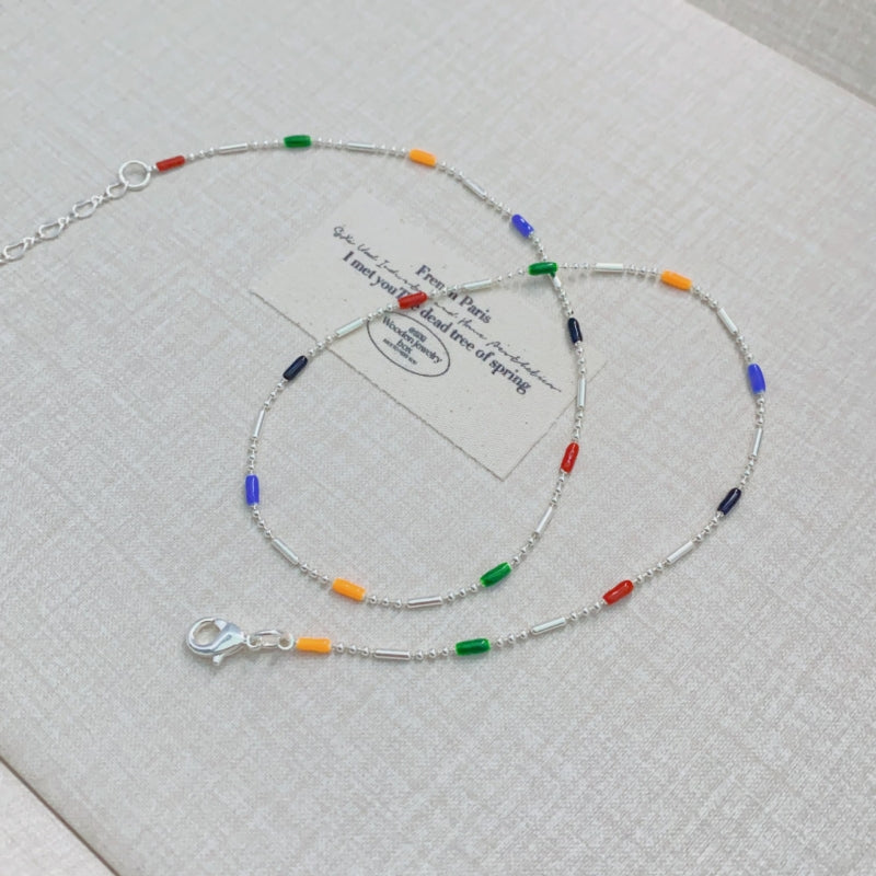Multicolor Tube Bead Necklace