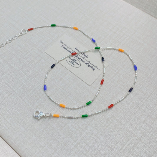 Multicolor Tube Bead Necklace