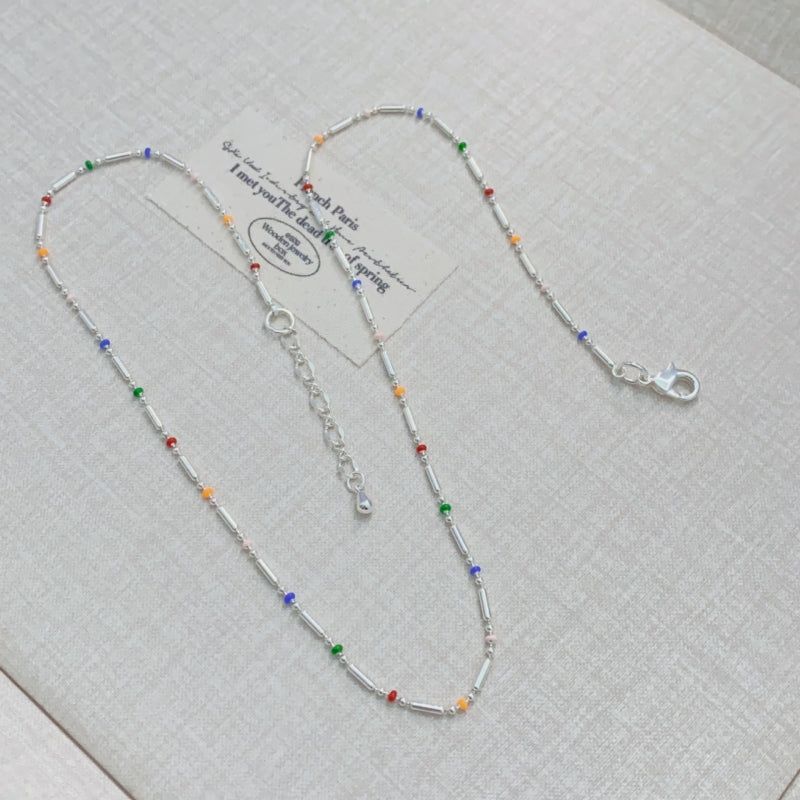 Multicolor Tube Bead Necklace