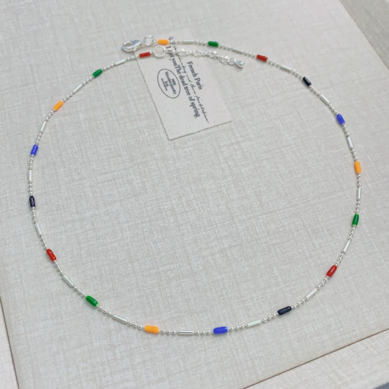 Multicolor Tube Bead Necklace
