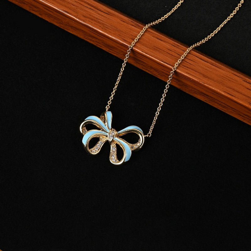Dainty Blue Bow Necklace