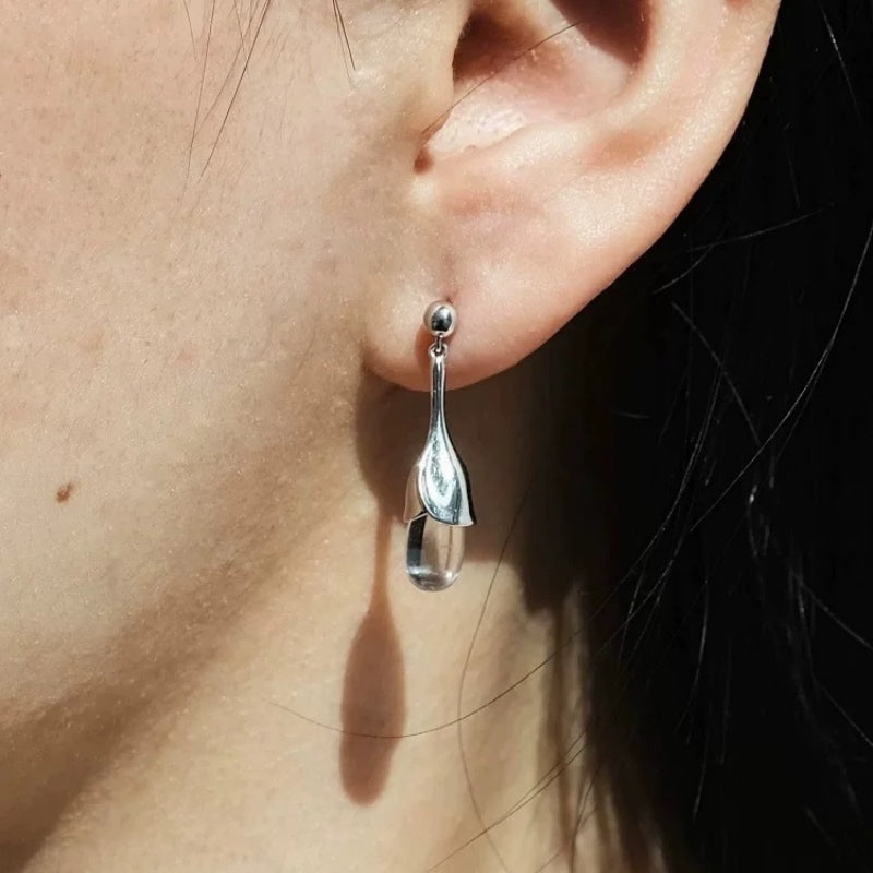 Minimalist Clear Teardrop Earrings