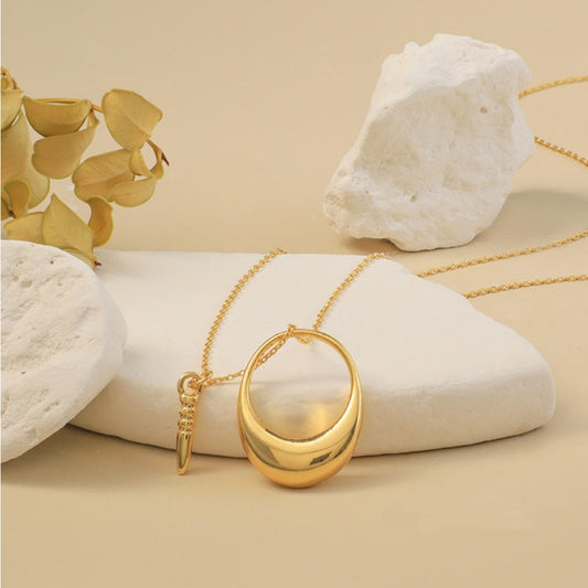 Sleek Crescent Moon Gold Necklace