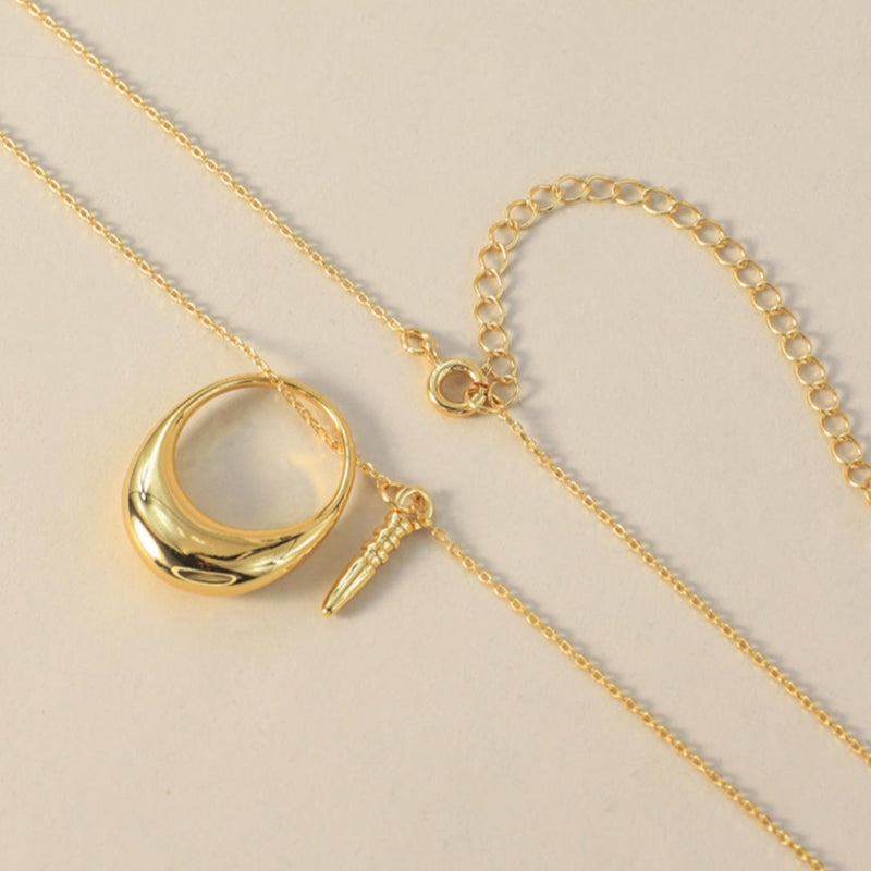 Sleek Crescent Moon Gold Necklace