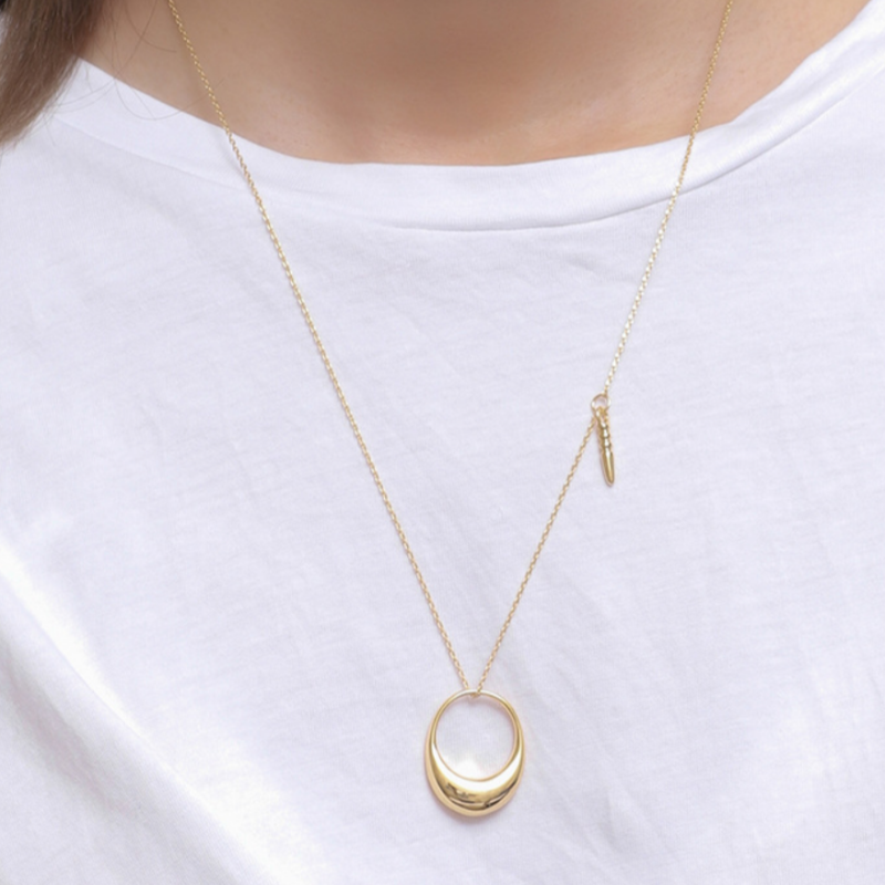 Sleek Crescent Moon Gold Necklace