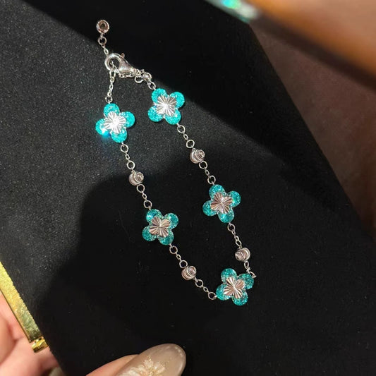 Aqua Bloom Silver Bracelet