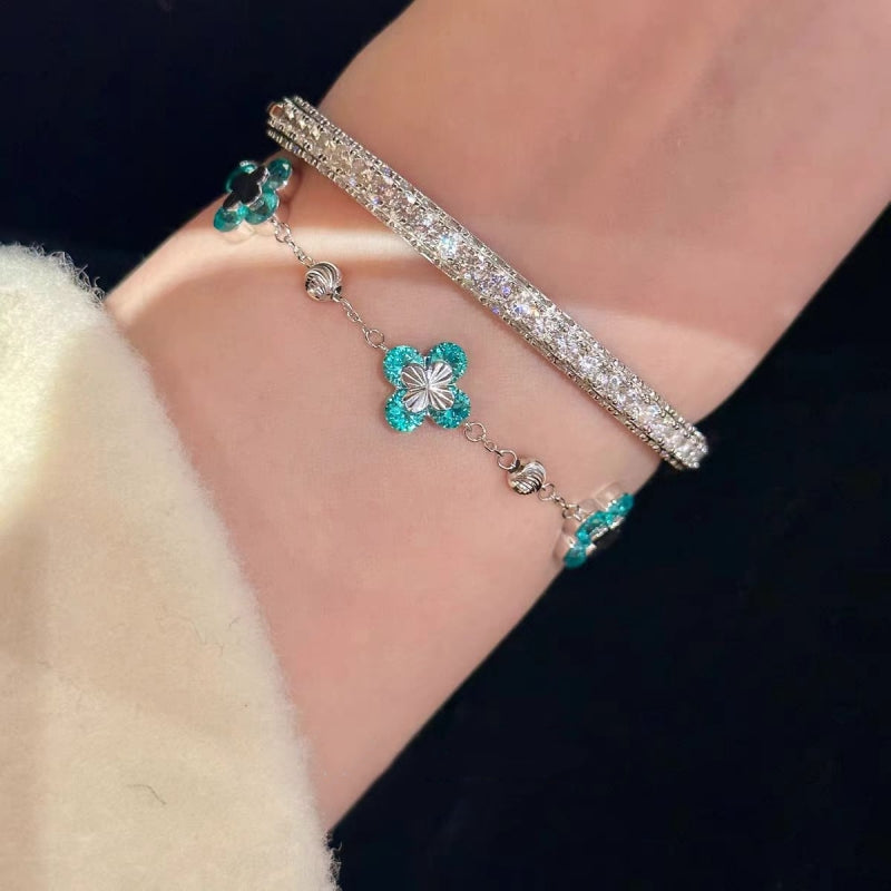 Aqua Bloom Silver Bracelet