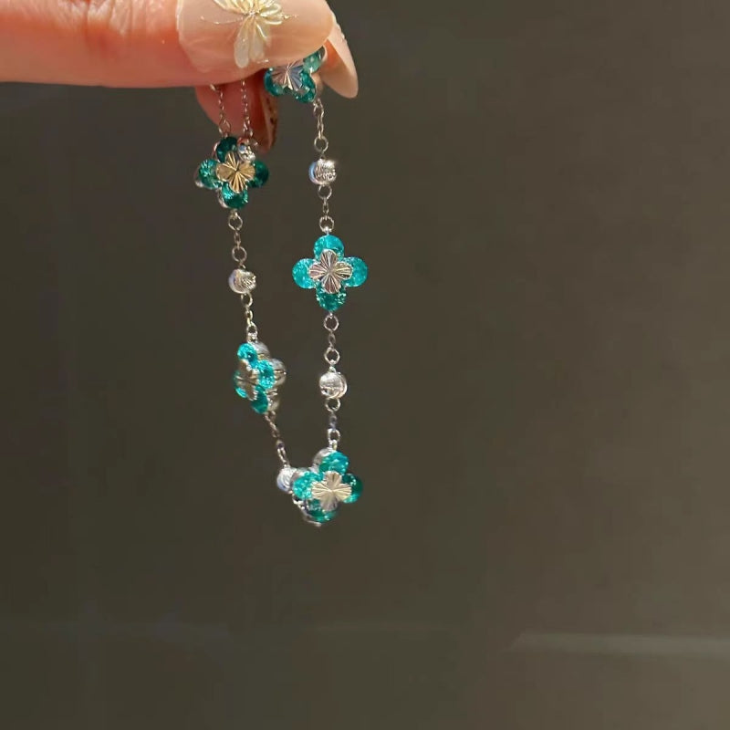 Aqua Bloom Silver Bracelet