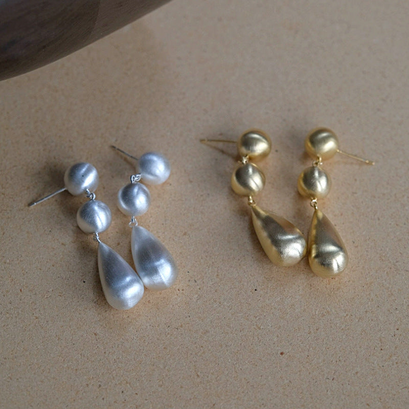 Brushed Metal Drop Earrings