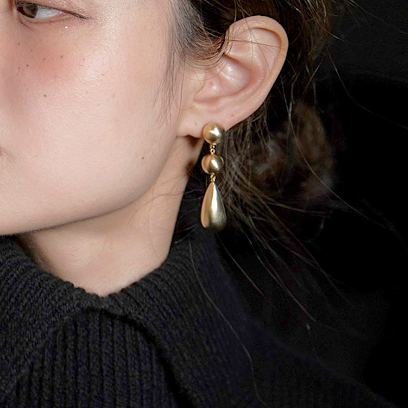 Brushed Metal Drop Earrings