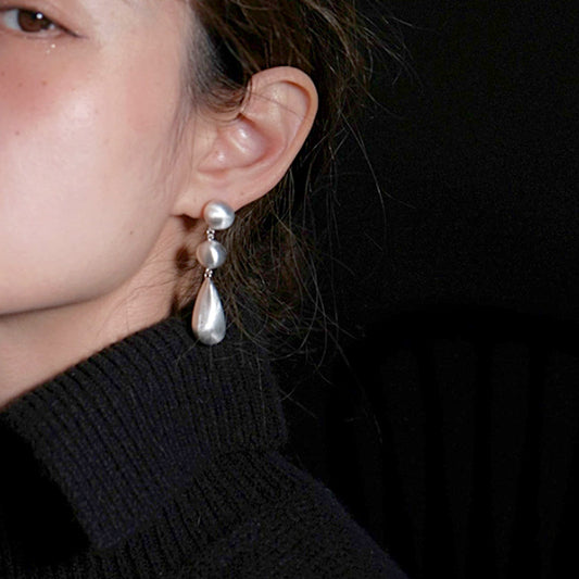 Brushed Metal Drop Earrings