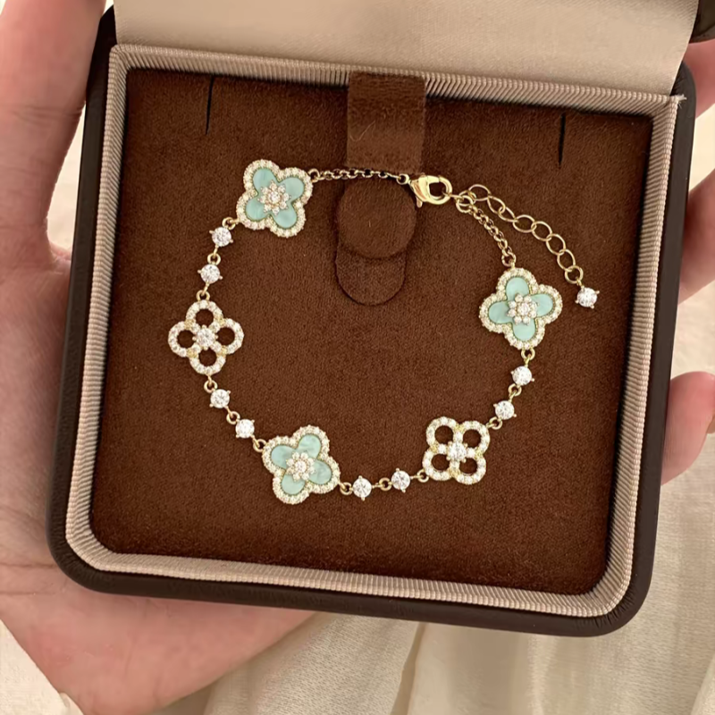 Mint Clover Sparkle Bracelet